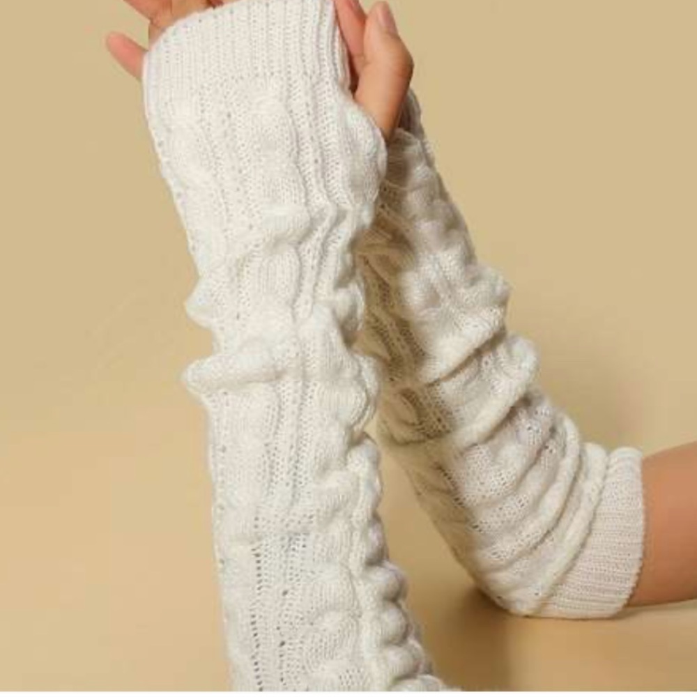 Open Finger Cable Knit Warm Winter Sleeve